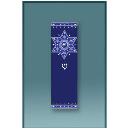 Royal Blue Star Car Mezuzah Case By Mickie Caspi | Mezuzahs | Judaica