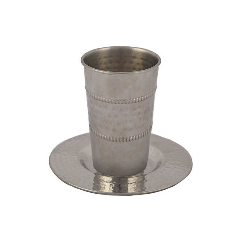 Stainless Steel Hammered Kiddush Cup With Horizont | Kiddush Cups | Ju