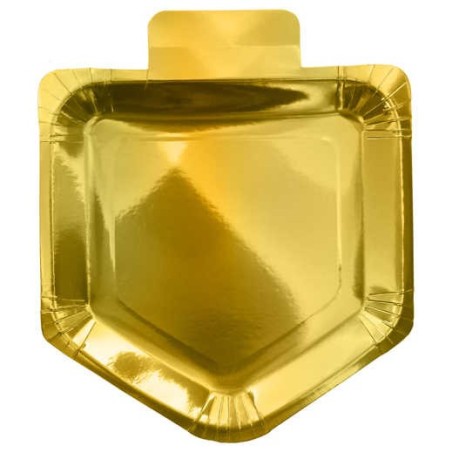 Dreidel Shaped 7inch Paper Plates, Gold- Pack of 1 | Hanukkah | Judaic
