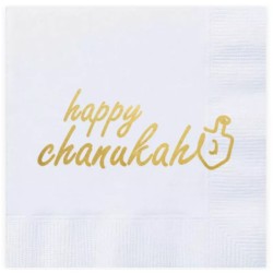 Happy Hanukkah 2 Ply Gold Foiled Napkins - Pack of | Hanukkah | Judaic