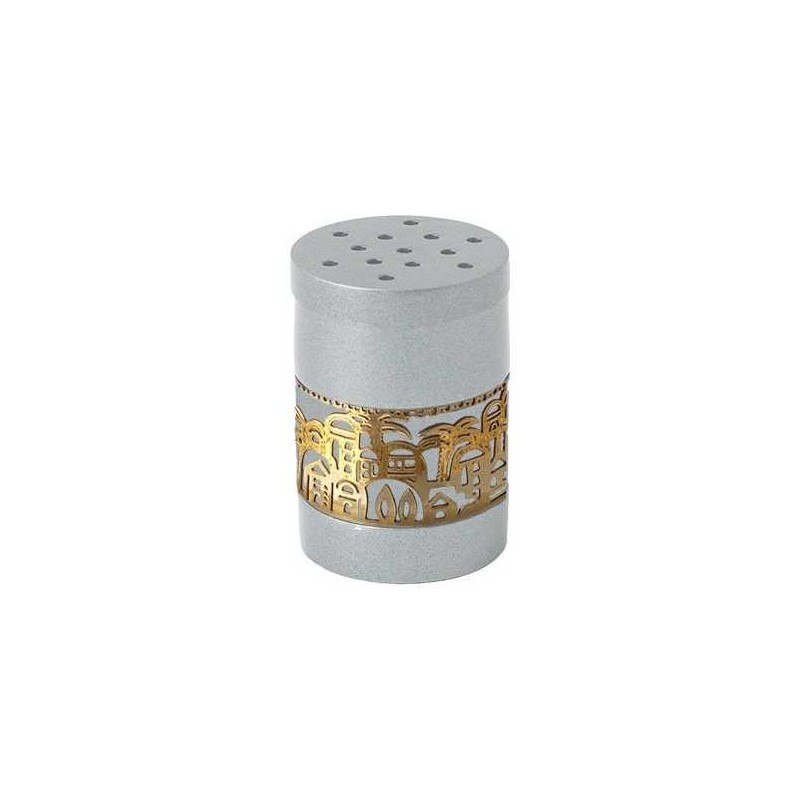 Silver Besamim Spice Box With Gold Jerusalem Overl | Havdalah Sets & S
