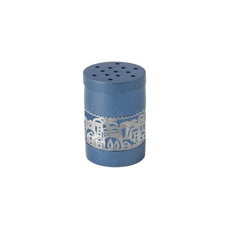 Blue Besamim Spice Box With Silver Jerusalem Overl | Havdalah Sets & S
