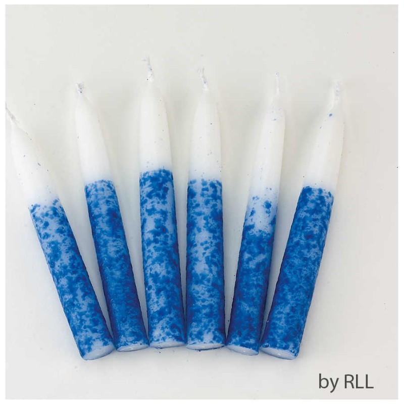 Premium Blue & White Shabbat Candles | Shabbat Candles & Oil | Judaica
