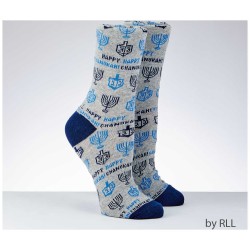 Chanukah Adult Crew Socks - Happy Chanukah | Apparel | Judaica