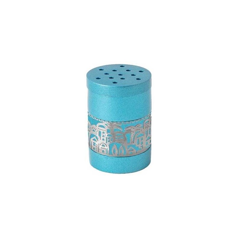 Turquoise Besamim Spice Box With Silver Jerusalem  | Havdalah Sets & S