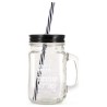 Happy Purim Mason Jar with Black Lid & Straw | Home Goods | Judaica