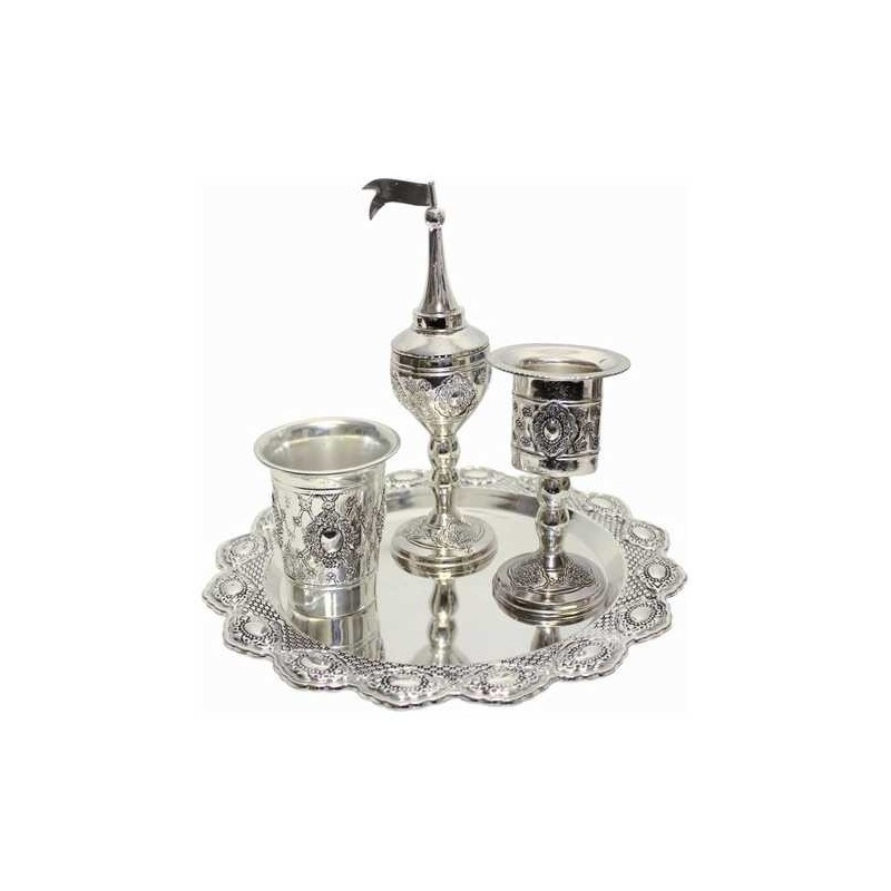 Ornate SIlver Plated Havdalah Set | Havdalah Sets & Spice Boxes | Juda