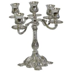 Silver Plated Elegant 5 Branch Candelabra | Candle Holders | Judaica