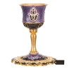 Purple Hand-Painted Stemmed Hamsa Kiddush Cup Plat | Kiddush Cups | Ju