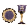 Purple Hand-Painted Stemmed Hamsa Kiddush Cup Plat | Kiddush Cups | Ju