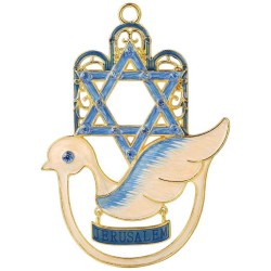 Crystaled Dove Hamsa Wall Hanging | Art | Judaica