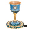 Blue and Gold Hand-Painted Star of David Stemmed K | Kiddush Cups | Ju