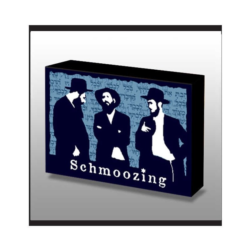 Hand Made 3 Jewish Hasids Schmoozing Wood Art Pane | Art | Judaica