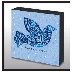 Hand Made Peace & Love Dove Wood Art Panel | Art | Judaica