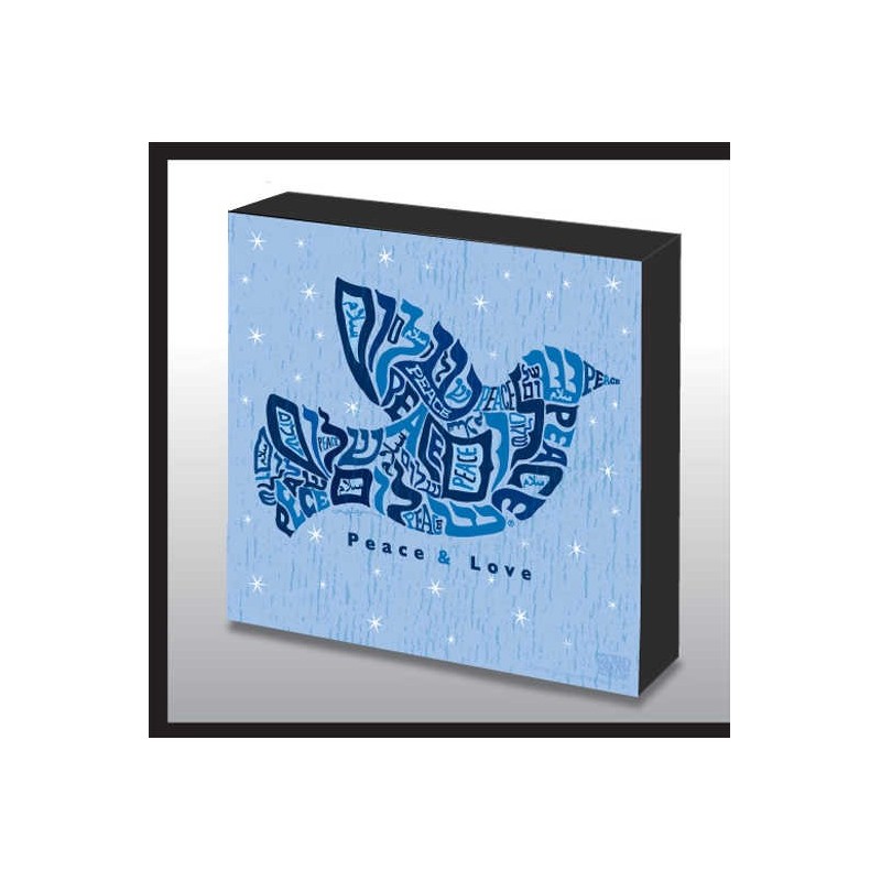 Hand Made Peace & Love Dove Wood Art Panel | Art | Judaica