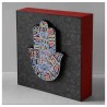 Hand Made Hebrew and English 3D Jewish Hamsa Wall  | Art | Judaica