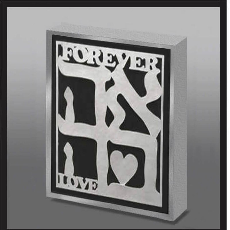 Hand Made LOVE Silver Paper Lasercut Wood Art Pane | Art | Judaica