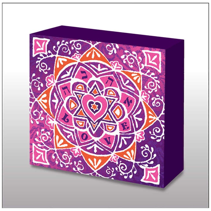 Hand Made Pink Decorative Love Mandala Wood Wall A | Art | Judaica