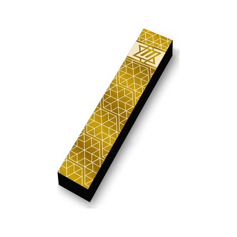 Bold Gold Geometric Wood Mezuzah Case | Mezuzahs | Judaica