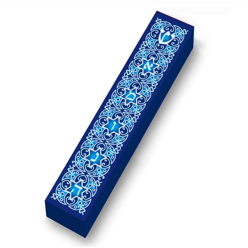 Blue Emuna Wood Mezuzah Case | Mezuzahs | Judaica