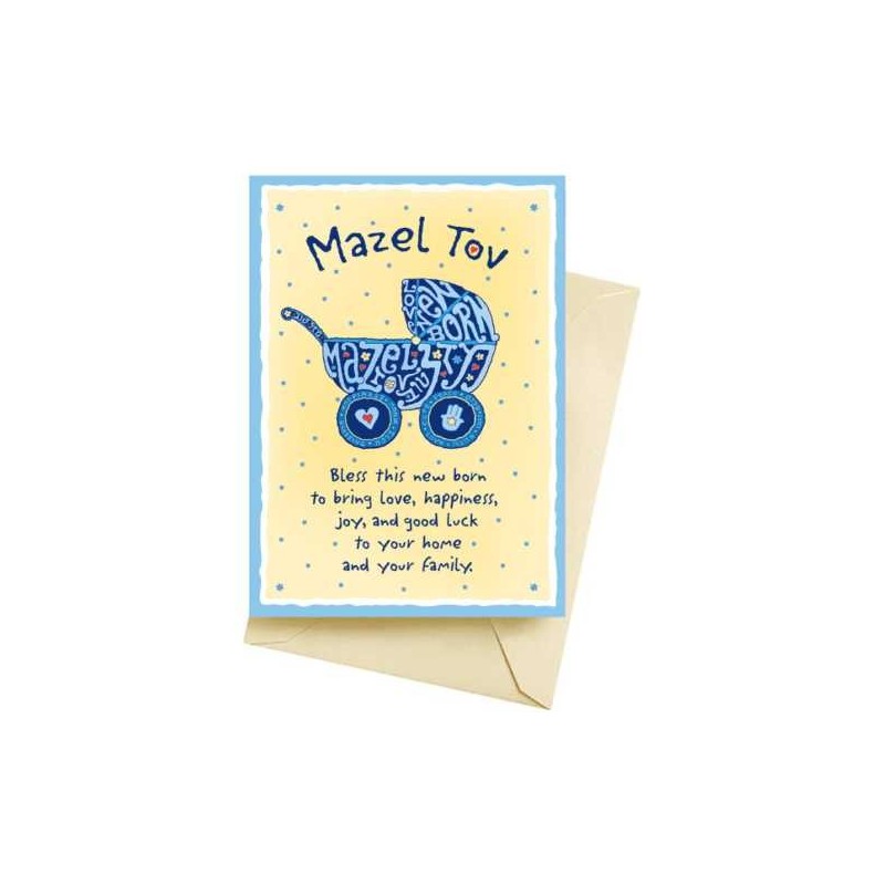 Mazel Tov New Born Baby Boy Blessing Greeting Card | Gifts | Judaica