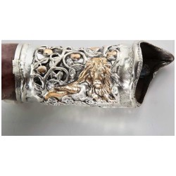 Lion and Lamb Silver Yemenite Shofar | Rosh Hashanah | Judaica