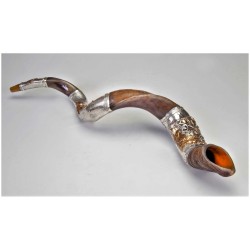 Lion and Lamb Silver Yemenite Shofar | Rosh Hashanah | Judaica