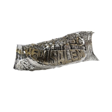 Jerusalem Pomegranate Silver Yemenite Shofar | Rosh Hashanah | Judaica