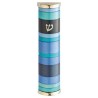 Blue Rings Aluminum Mezuzah Case - 10cm | Mezuzahs | Judaica