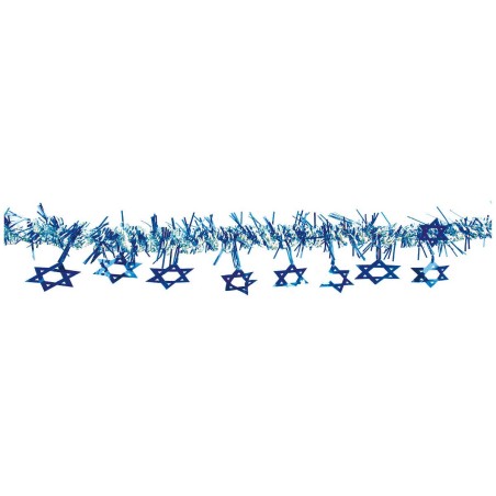 12FT Blue and Silver Hanging Magen David Garland | Sukkot | Judaica