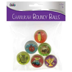 Chanukah Bouncy Balls - Pack of 6 Balls | All Judaica | Judaica