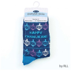 Chanukah Youth Crew Socks,Dreidels and Happy Chanu | Apparel | Judaica