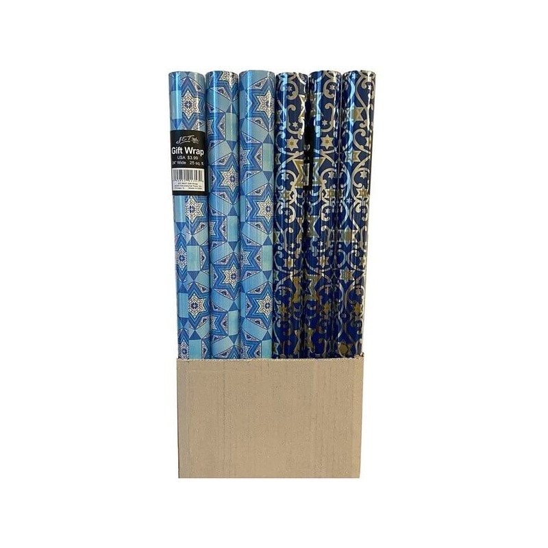 Star of David Hanukkah Gift Wrap Roll - Assorted D | Gifts | Judaica