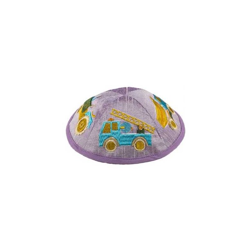 Embroidered Truck Kippah - Purple | Kippahs | Judaica