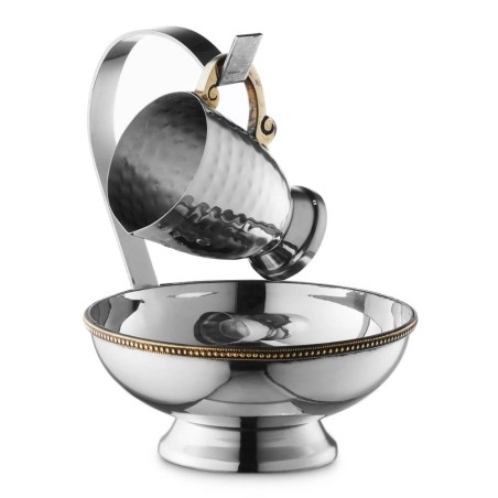 Hammered Stainless Steel Hanging Mayim Achronim Wi | Mayim Achronim Se