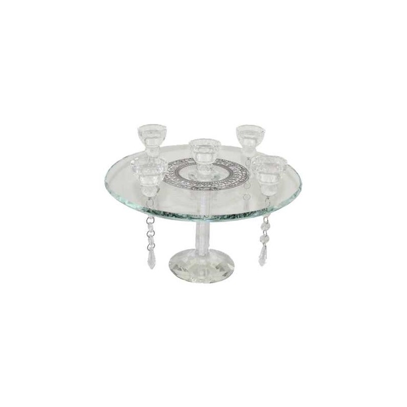 Crystal 5 Candle Candelabra on Round Base- 19 Cm | Candle Holders | Ju