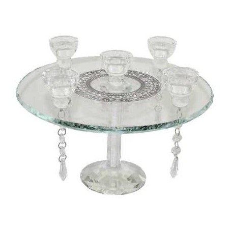 Crystal 5 Candle Candelabra on Round Base- 19 Cm | Candle Holders | Ju