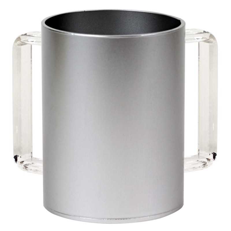 Modern Acrylic Washing Cup - Silver/Clear | Washing Cups | Judaica