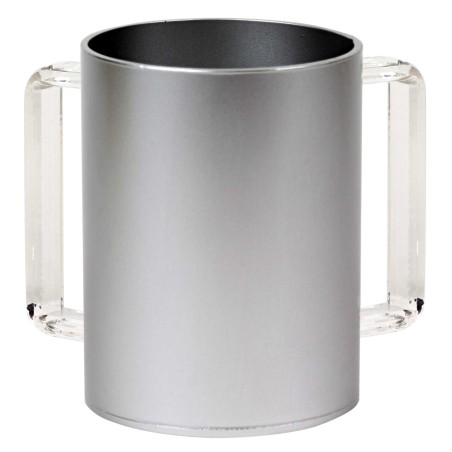 Modern Acrylic Washing Cup - Silver/Clear | Washing Cups | Judaica