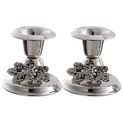Silver Plated Mini Candlestick Set Grapes 2.5 In | Candle Holders | Ju