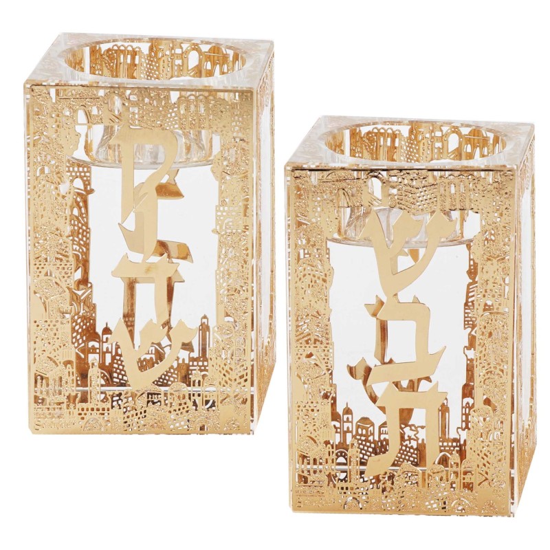 Crystal Tealight Holders - Lasercut Jerusalem Bord | Candle Holders |