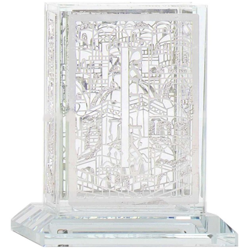 Crystal Havdallah Candle Holder - Jerusalem Design | Havdalah Sets & S