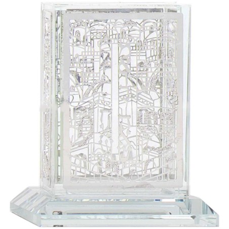 Crystal Havdallah Candle Holder - Jerusalem Design | Havdalah Sets & S