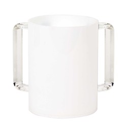 Modern Acrylic Washing Cup - White/Clear | Washing Cups | Judaica