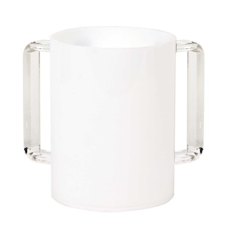 Modern Acrylic Washing Cup - White/Clear | Washing Cups | Judaica