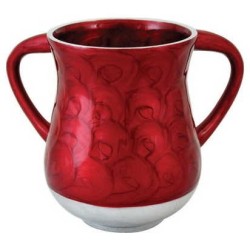 Swirled Designed Aluminum Washing Cup - Red/Silver | Washing Cups | Ju
