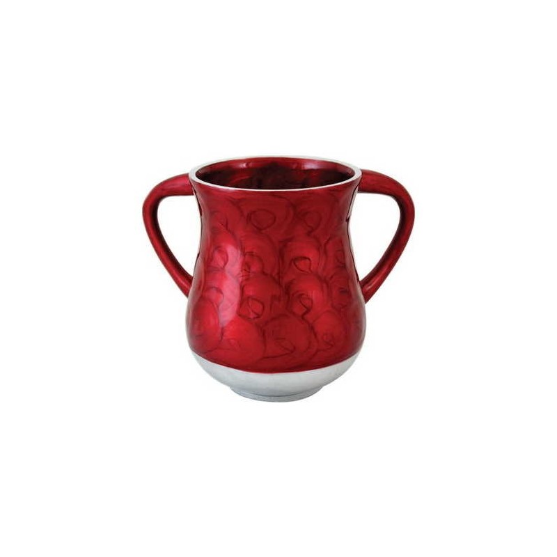 Swirled Designed Aluminum Washing Cup - Red/Silver | Washing Cups | Ju