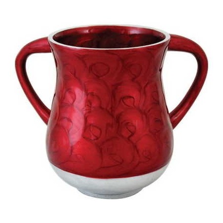 Swirled Designed Aluminum Washing Cup - Red/Silver | Washing Cups | Ju