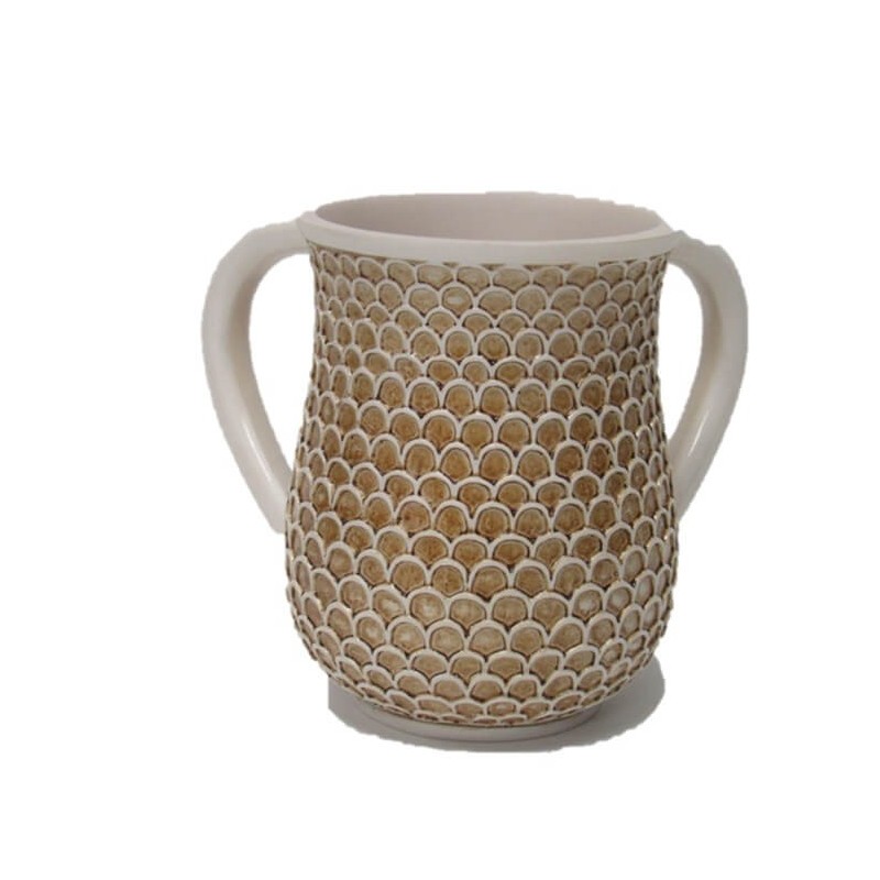Modern Scaled Washing Cup - White | Washing Cups | Judaica