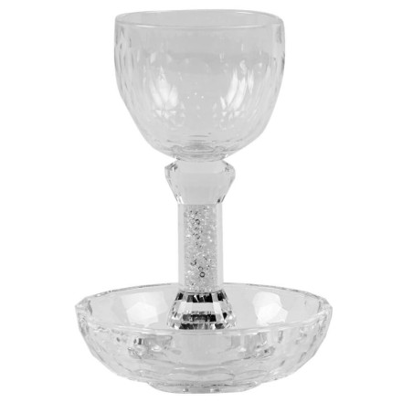 Crystal Kiddush Cup Set with Stem | Kiddush Cups | Judaica